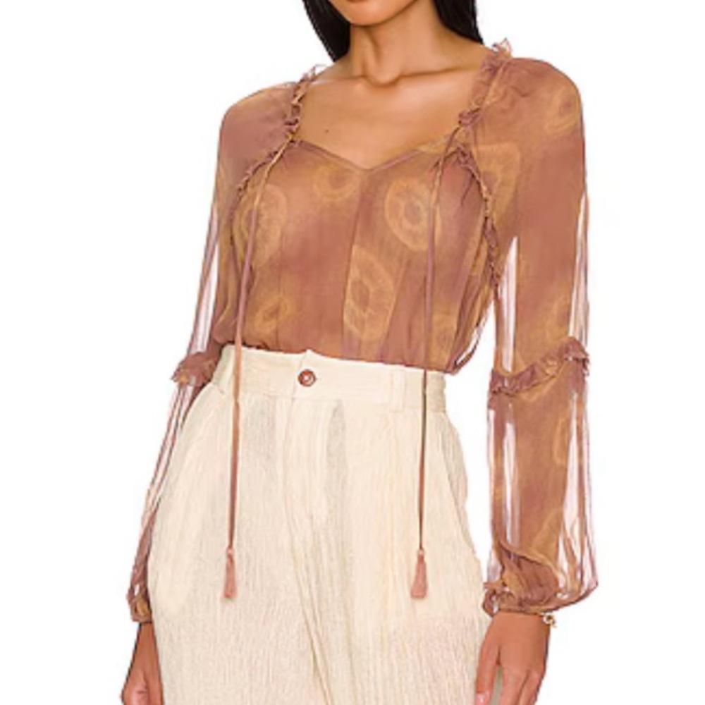 House of Harlow 1960 EVIA TOP IN BLUSH & GOLD TIE DYE